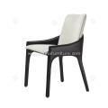 Italian minimalist white and black leather armest chairs